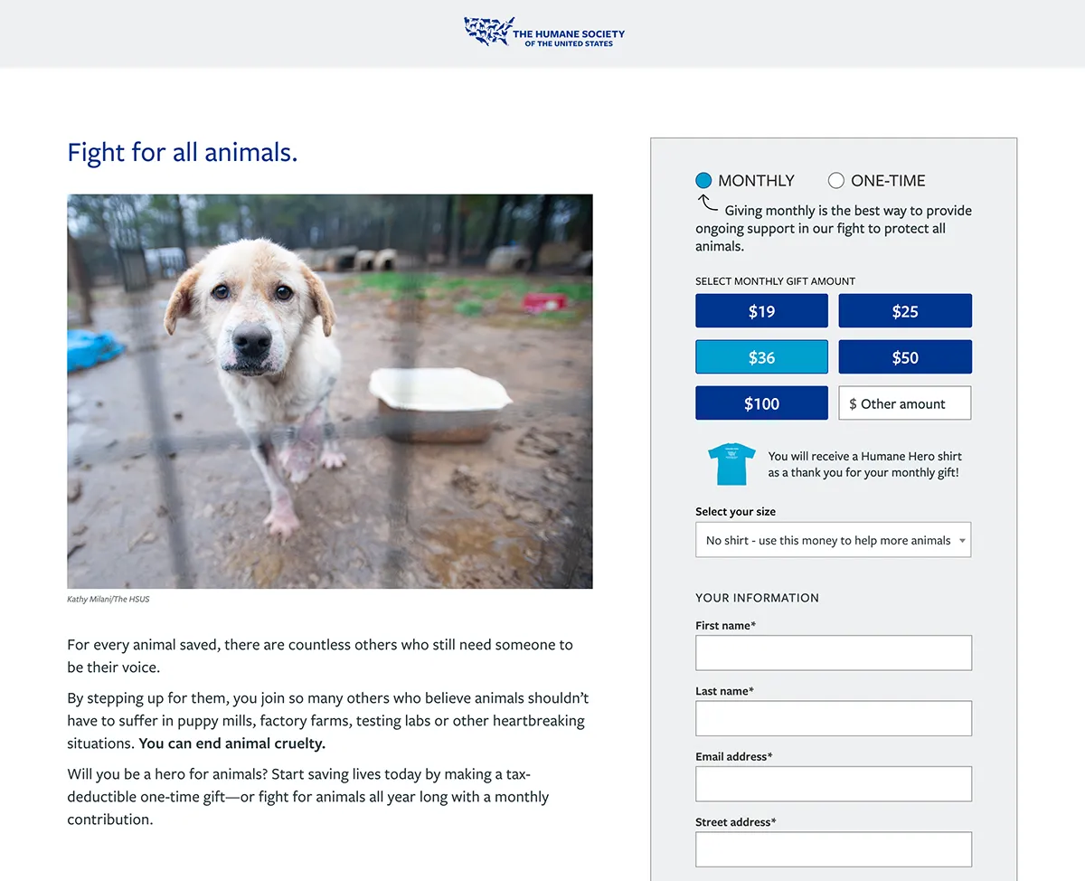 HSUS Dona donation form