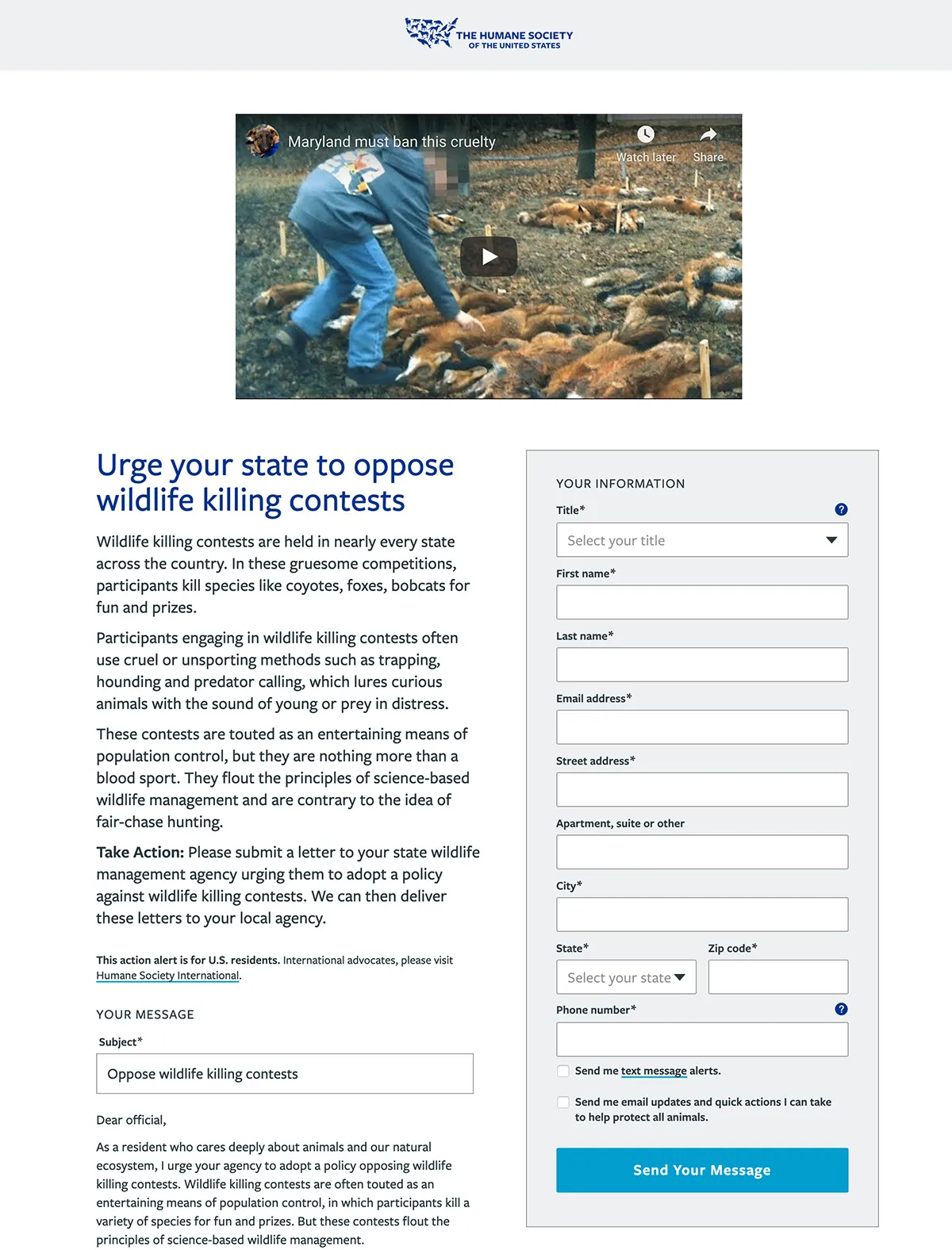 HSUS Radvo advocacy form